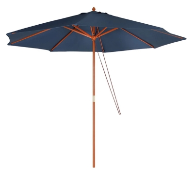 Ombrelone de Madeira Azul Mor – Sofisticação Rústica e Proteção UV